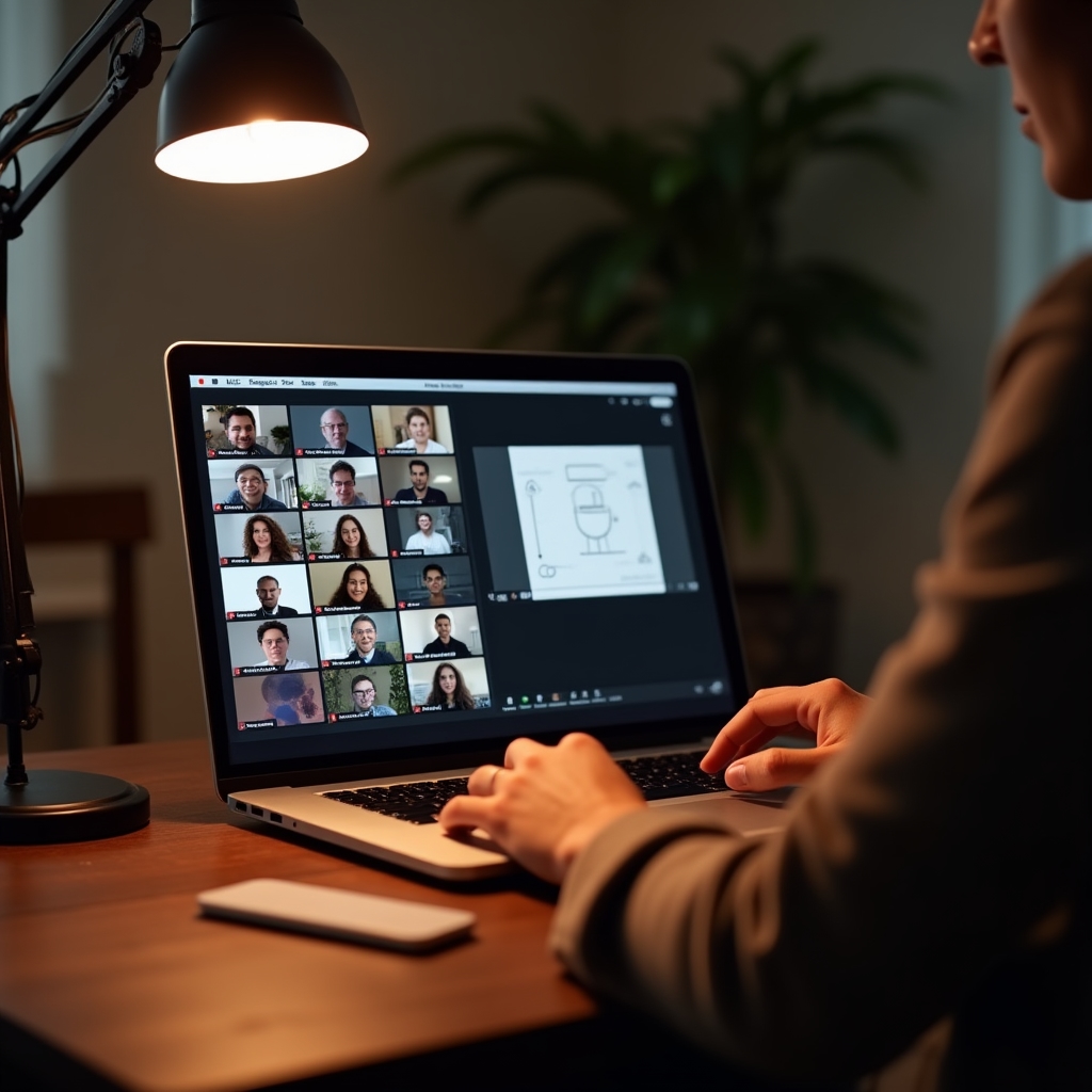 Ekran laptopa podczas prowadzenia webinaru online